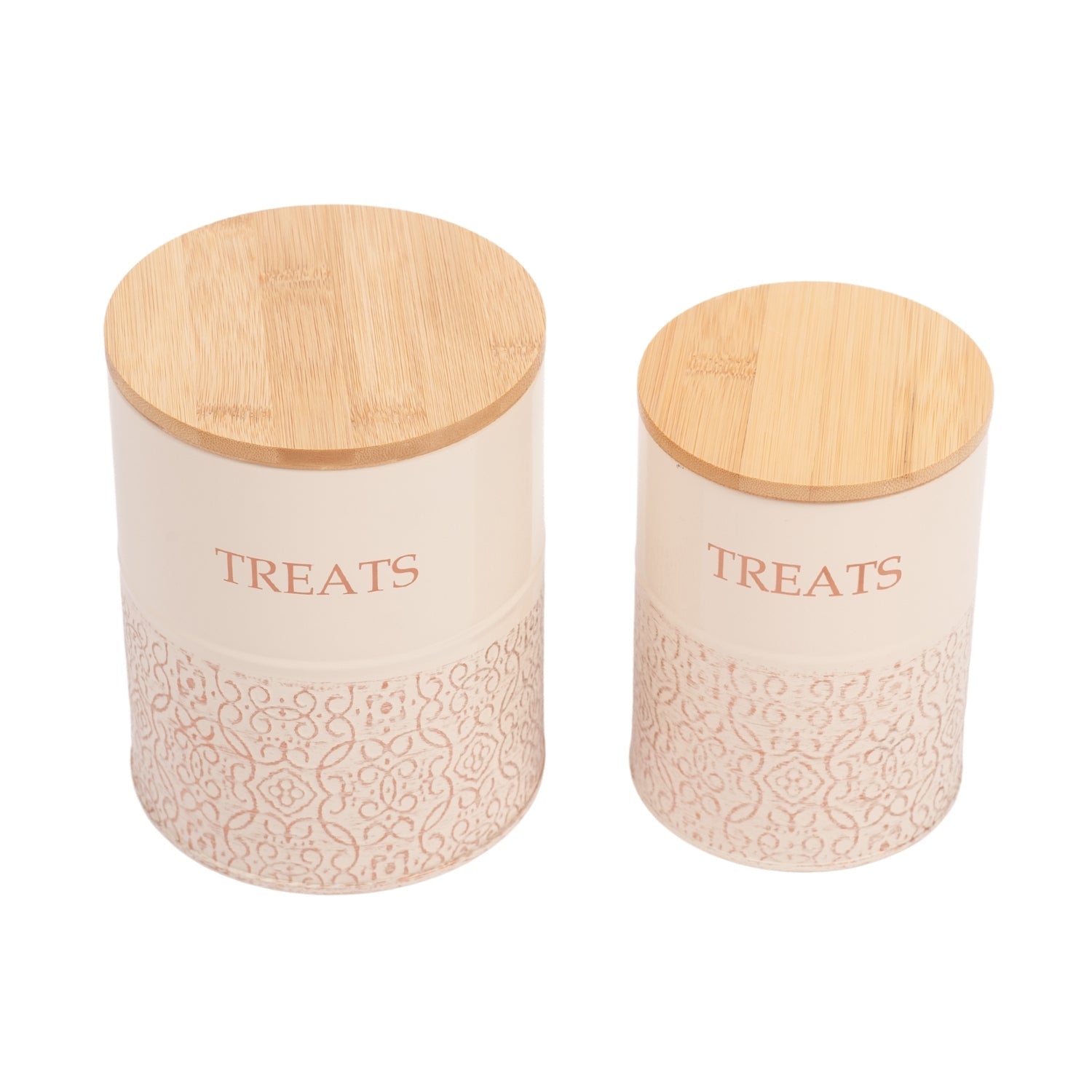 Country Living Dog Treat Canisters - Set of 2 Carbon Steel Jars with Bamboo Lids – White Swan