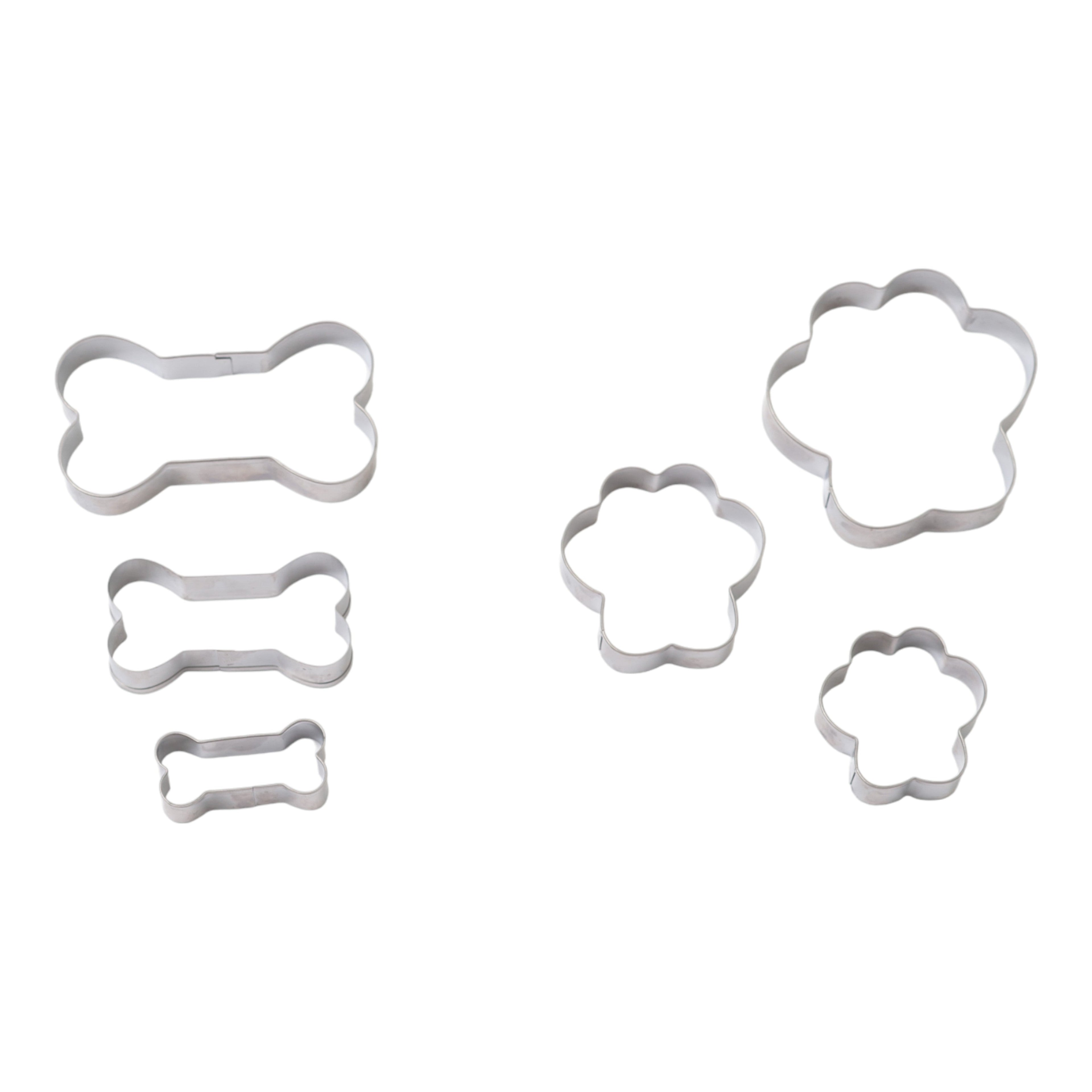 Country Living 6-Piece Stainless Steel Cookie Cutter Set (3 Paw-Shaped, 3 Bone-Shaped)