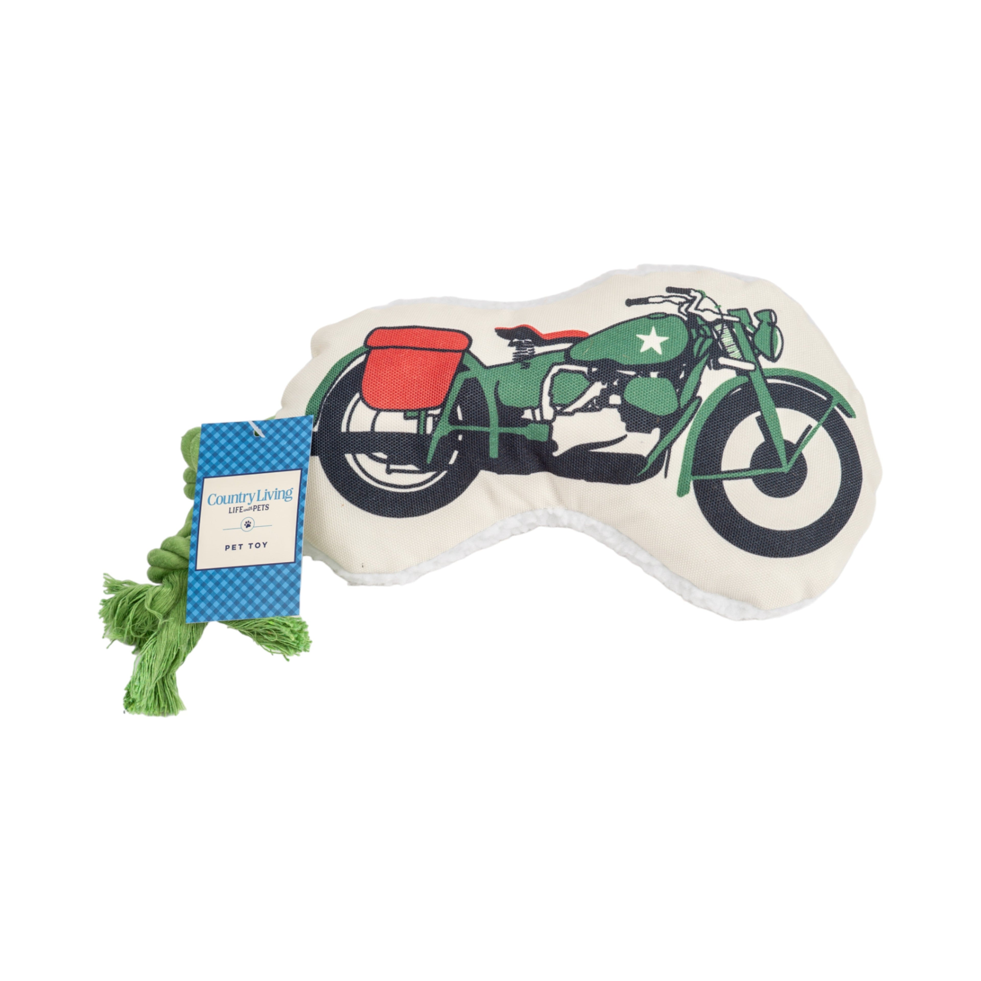 Country Living Retro Army Motorcycle with Squeaker & Crinkle Paper Plush Dog Toy