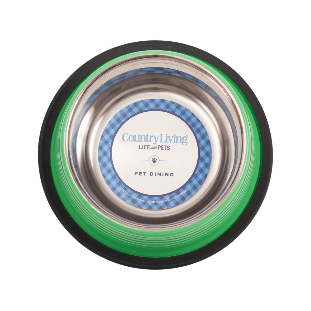 Country Living Set of 2 Ribbed Non-Slip Pet Bowls – Irish Green