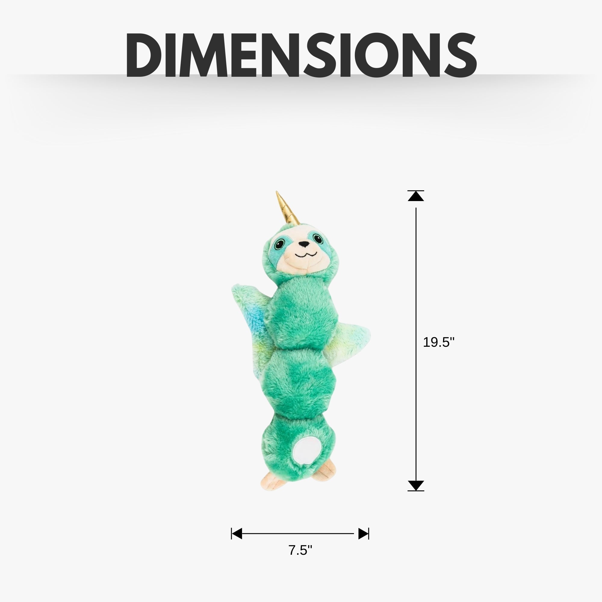 Mystical Mint Winged Sloth Plush Dog Toy – with Squeaker & Crinkle Paper for Fun Play