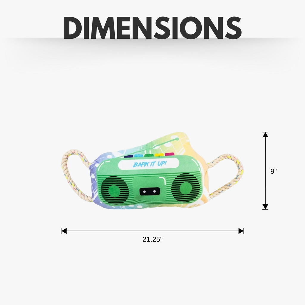 Retro Boombox Plush Dog Toy – with Squeaker & Crinkle Paper for Fun Play