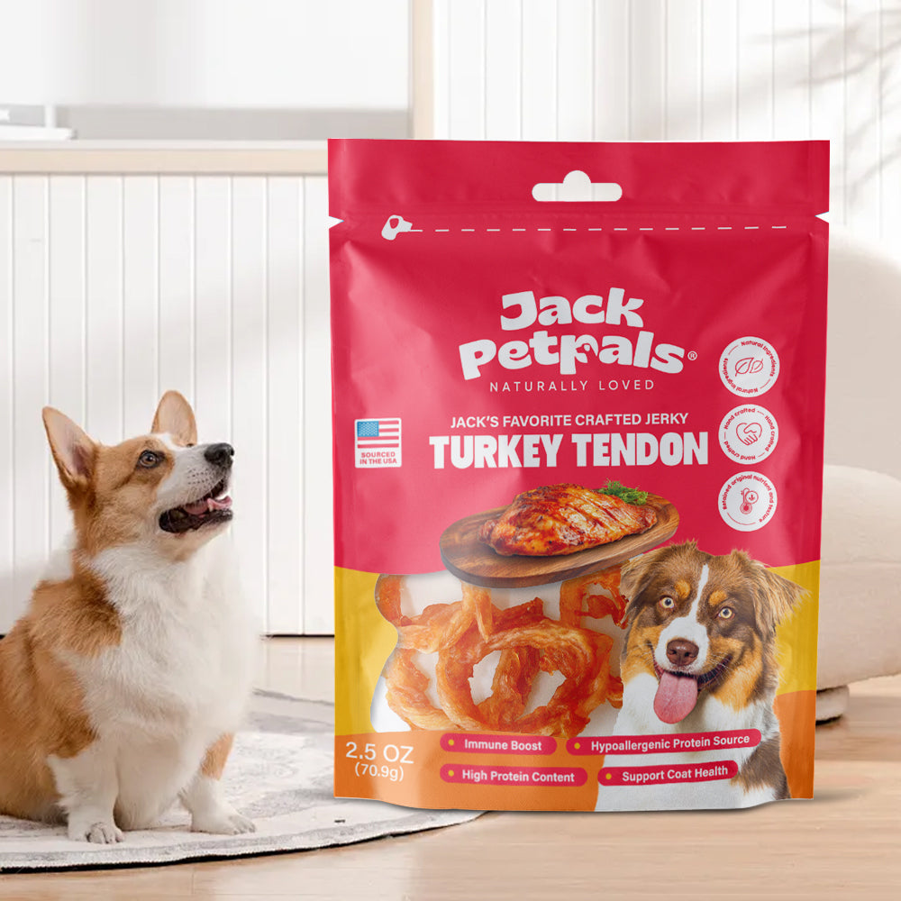 Jack PetPals Handcrafted Jerky Turkey Tendon Dog Treats (2.5oz)