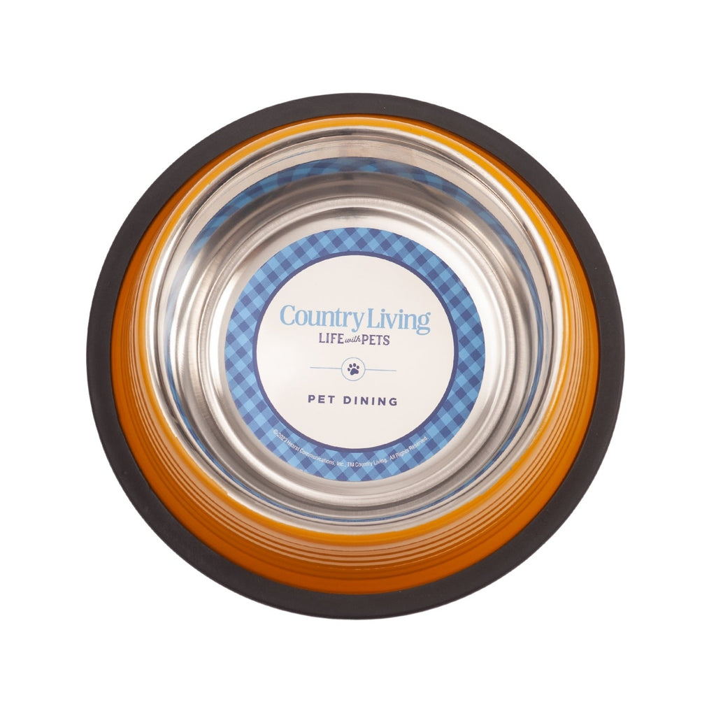 Country Living Set of 2 Ribbed Non-Slip Pet Bowls – Golden Yellow