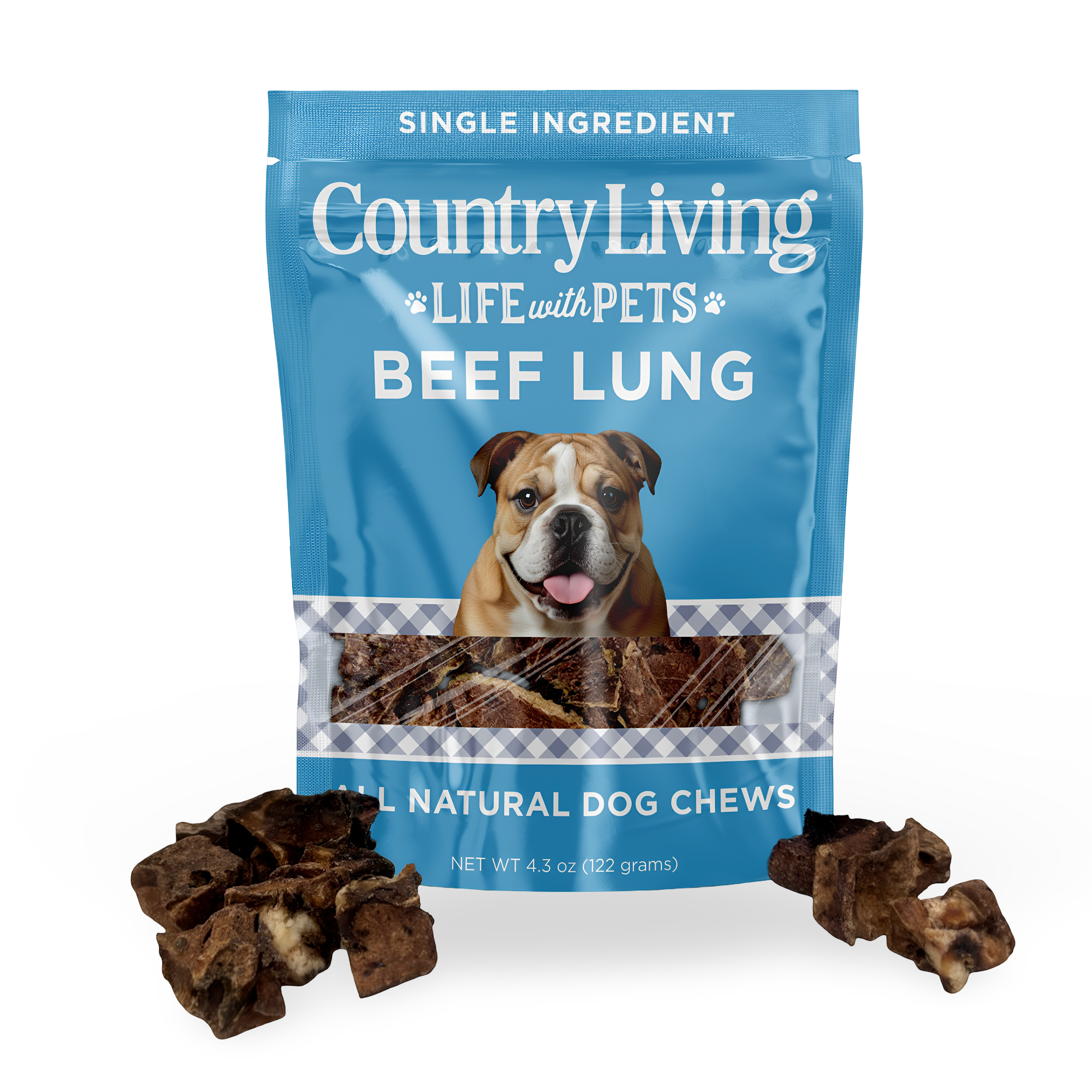 Country Living 4”-6” Beef Lung Slices Dog Treats – 8oz Bag – 100% Natural, Single-Ingredient, High-Protein, Grain-Free Dog Treats – Crunchy & Lightweight