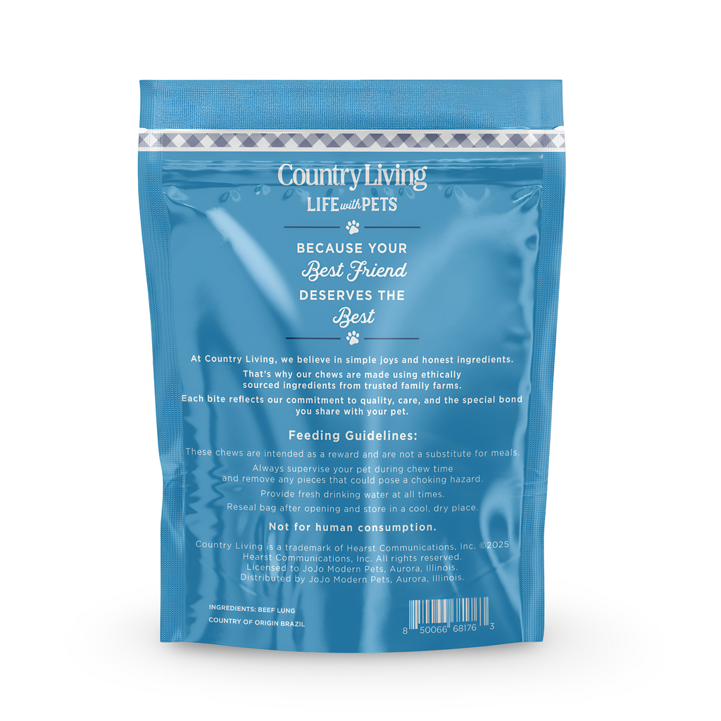 Country Living 4”-6” Beef Lung Slices Dog Treats – 8oz Bag – 100% Natural, Single-Ingredient, High-Protein, Grain-Free Dog Treats – Crunchy & Lightweight