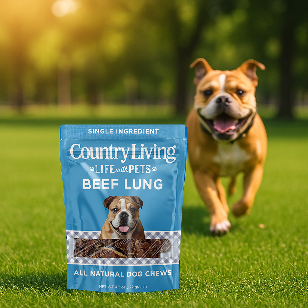 Country Living 4”-6” Beef Lung Slices Dog Treats – 8oz Bag – 100% Natural, Single-Ingredient, High-Protein, Grain-Free Dog Treats – Crunchy & Lightweight