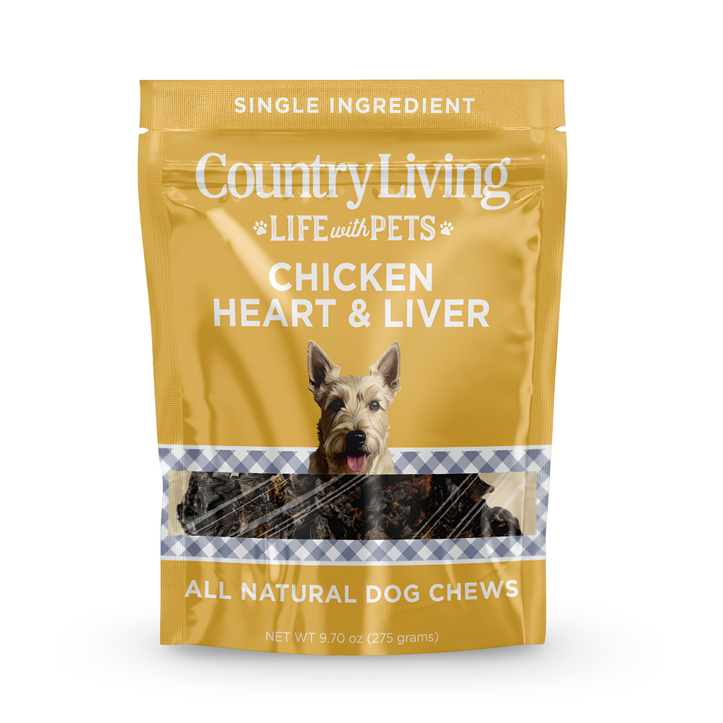 Country Living Dehydrated Chicken Hearts & Livers Dog Treats – 9oz Bag – 100% Natural, High-Protein, Single-Ingredient – Grain-Free, Healthy Training & Reward Treats – No Preservatives or Additives