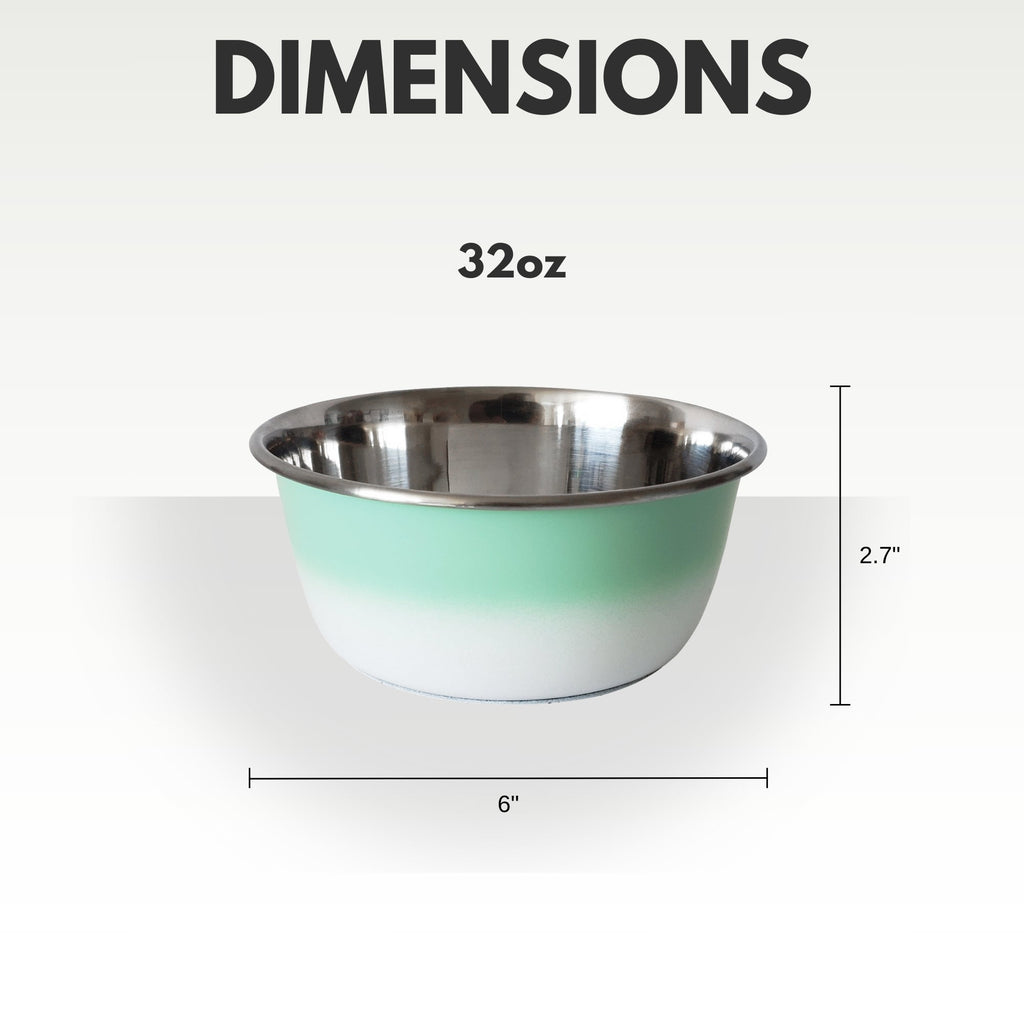 Deep Dog Bowl – Stainless Steel Bowl, Ideal for Small, Medium & Large Dogs – Mint Green