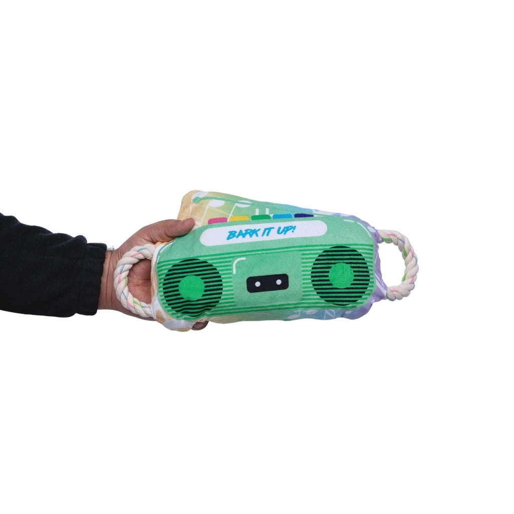Retro Boombox Plush Dog Toy – with Squeaker & Crinkle Paper for Fun Play