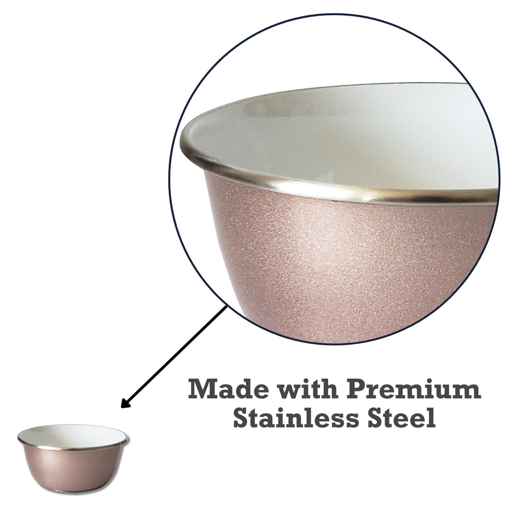 Deep Dog Bowl with Paw Print Design – Stainless Steel Bowl, Ideal for Small, Medium to Large Dogs – Rose Gold