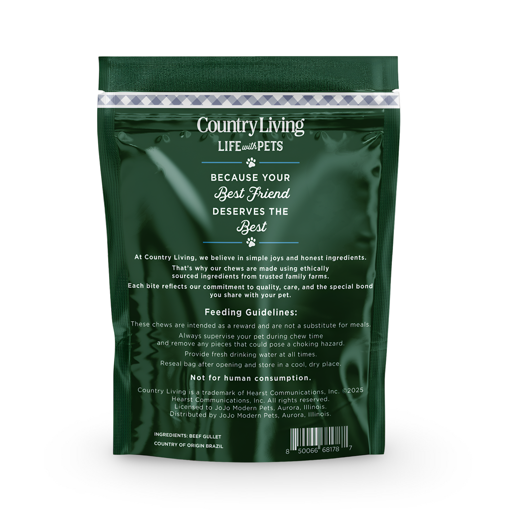 Country Living 6” Gullet Flats Dog Treats – 20 Count Bag – All-Natural Beef Esophagus Chews – High-Protein, Easily Digestible, Single-Ingredient Dog Treats – Grain-Free & Long-Lasting