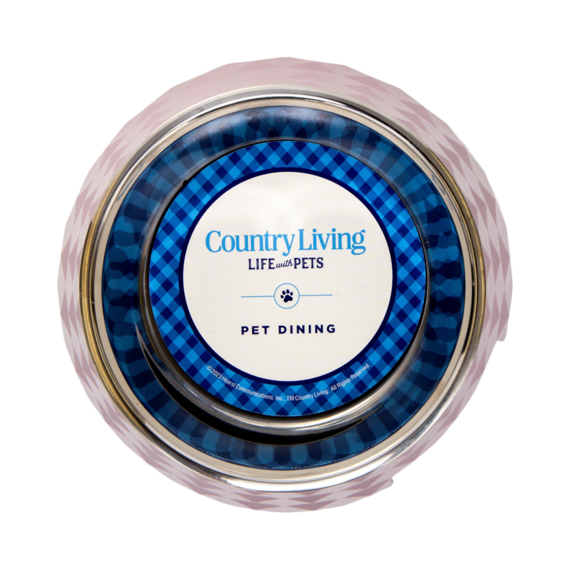 Country Living Set of 2 Diamond Twill Melamine Dog Bowls with Removable Stainless Steel Inserts – Wood Rose