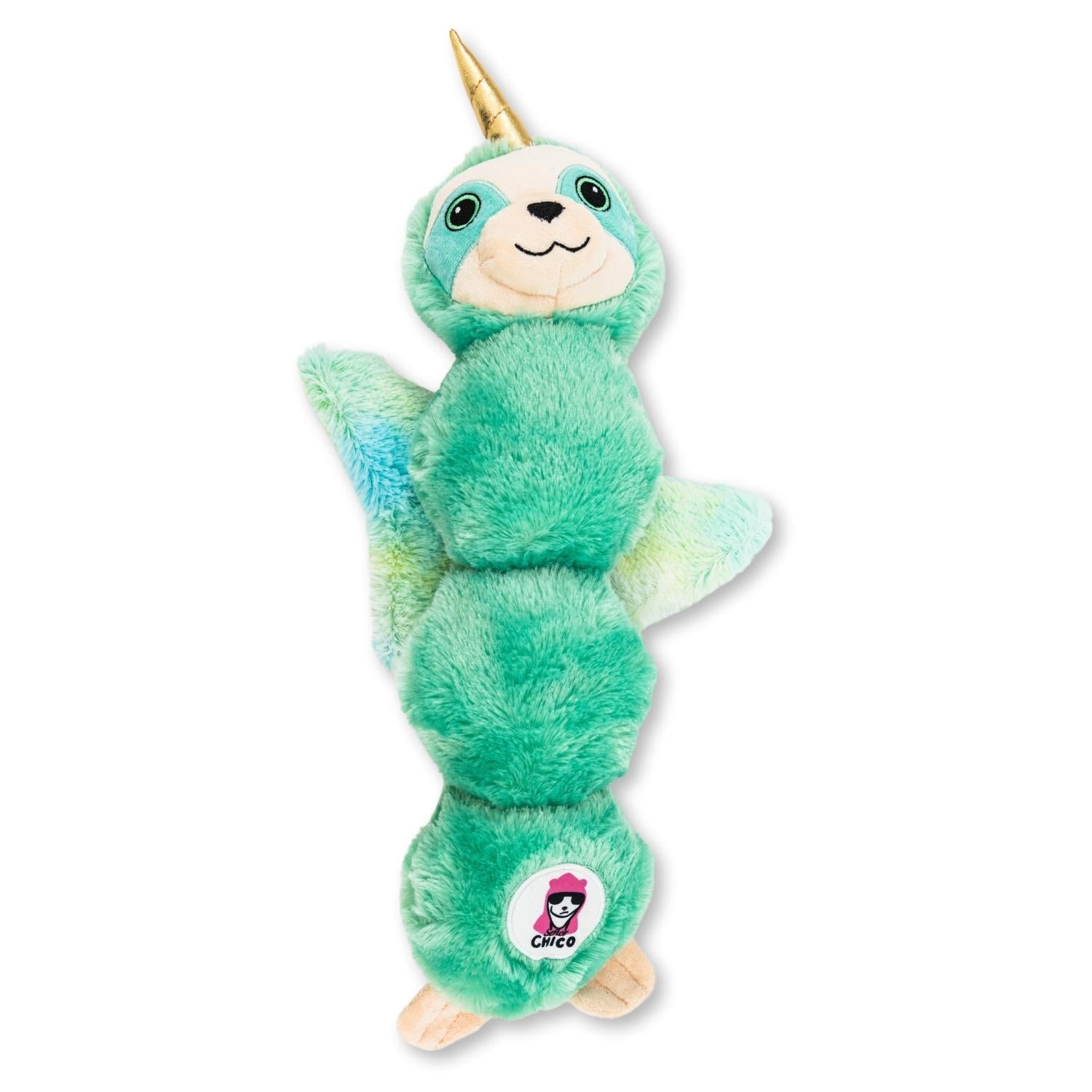 Mystical Mint Winged Sloth Plush Dog Toy – with Squeaker & Crinkle Paper for Fun Play
