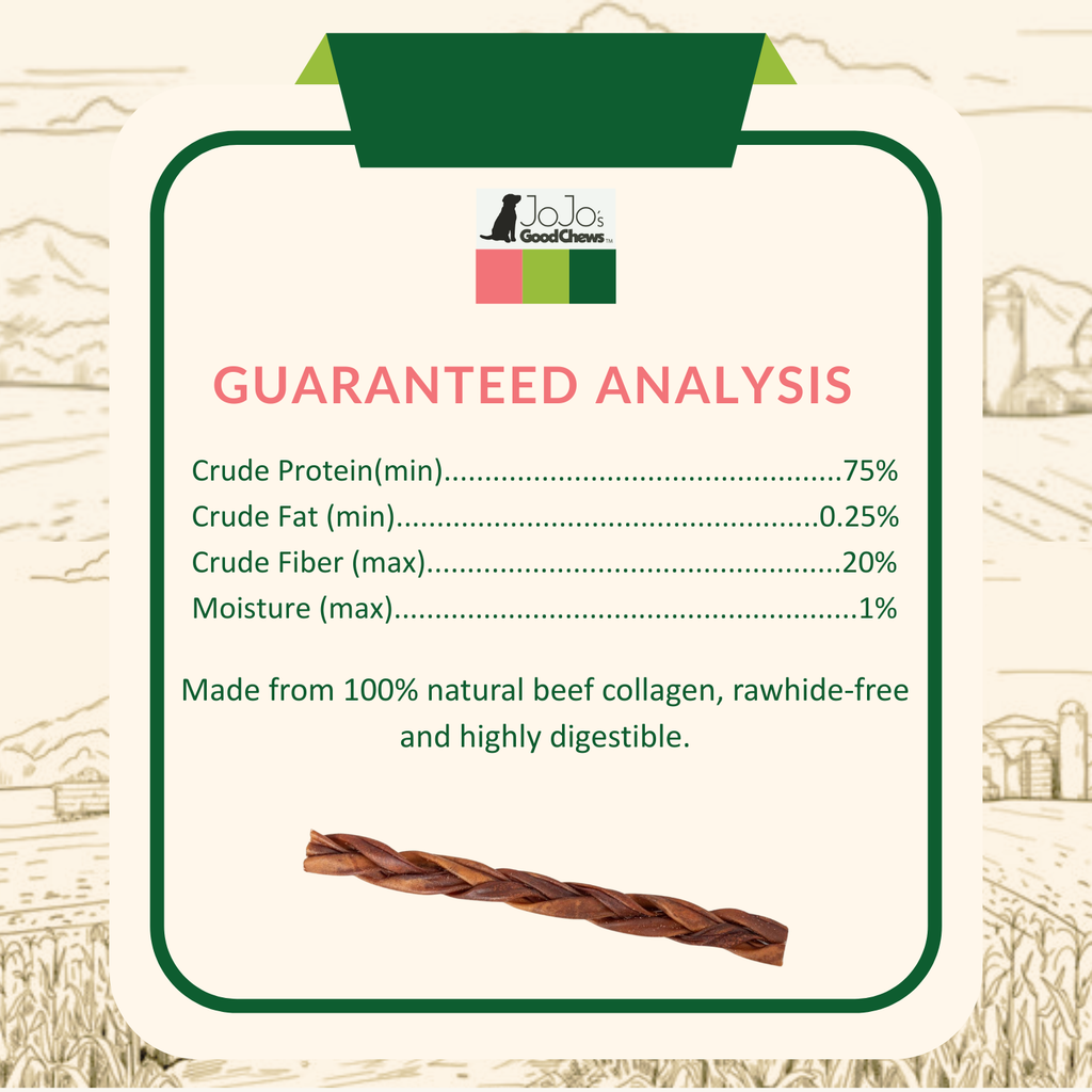 Braided Collagen Stick Dog Treats for Joint Health - 12-Inch Standard (4-Pack)