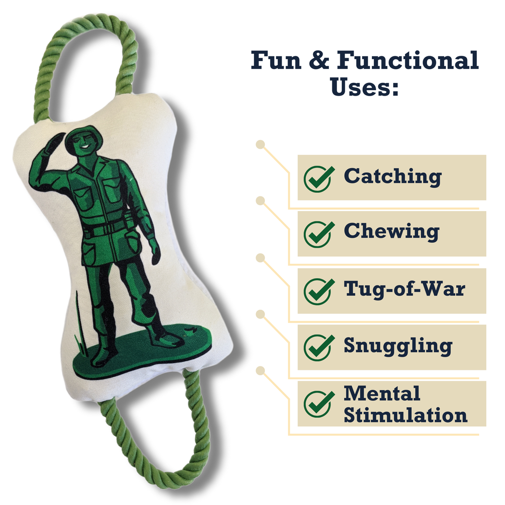 Retro Soldier with Squeaker & Crinkle Paper Plush Dog Toy