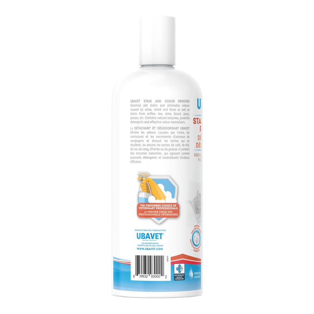 UBAVET Stain and Odor Remover for Dogs & Cats – Powerful Enzyme Cleaner – (16.9 fl oz / 500ml)