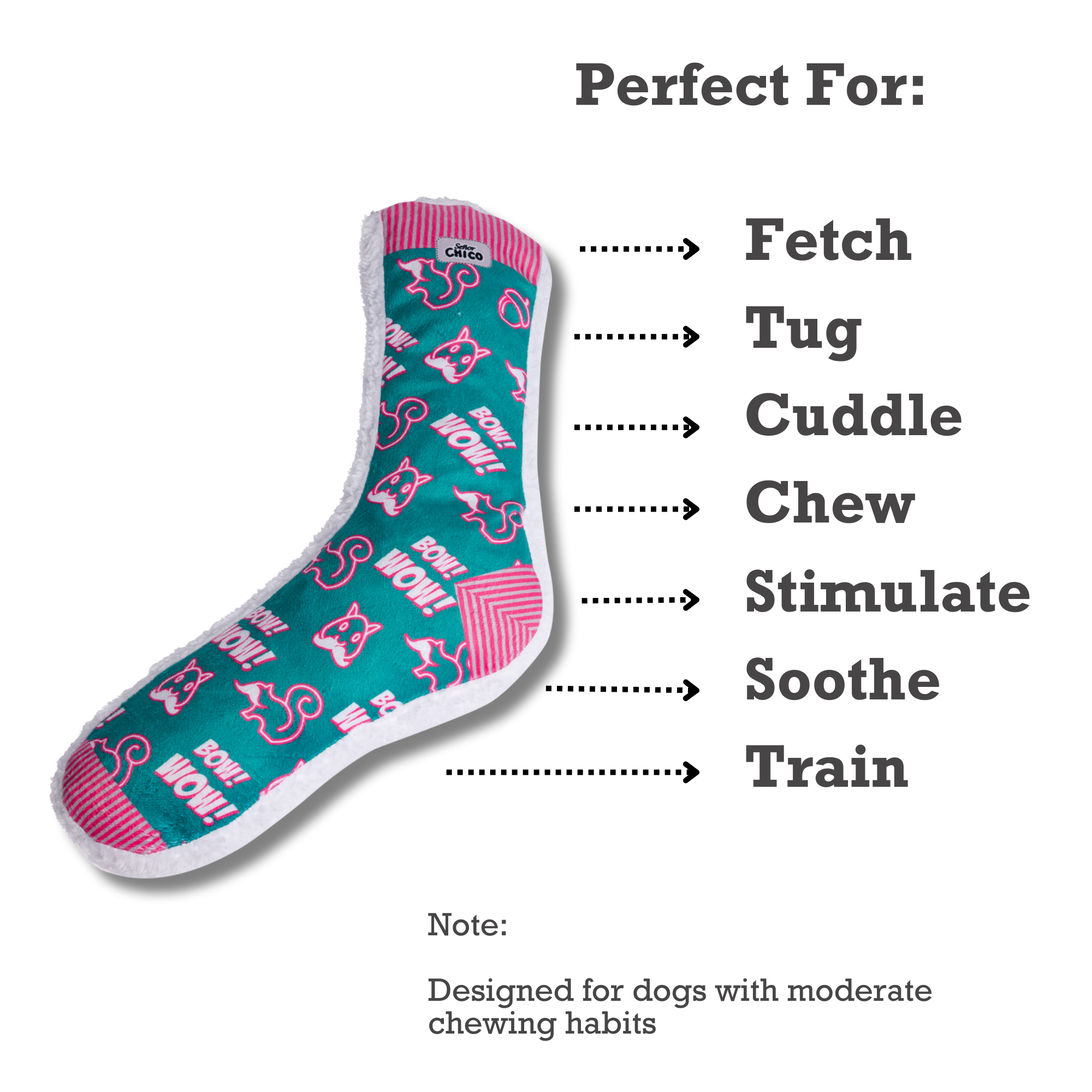 Squeaky Sock Plush Dog Toy – Whimsy Wonders Squirrel Design