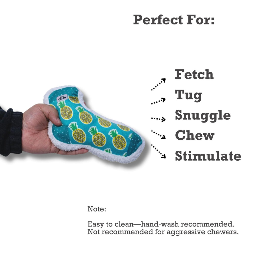 Squeaky Sock Plush Dog Toy – Whimsy Wonders Pineapple Design