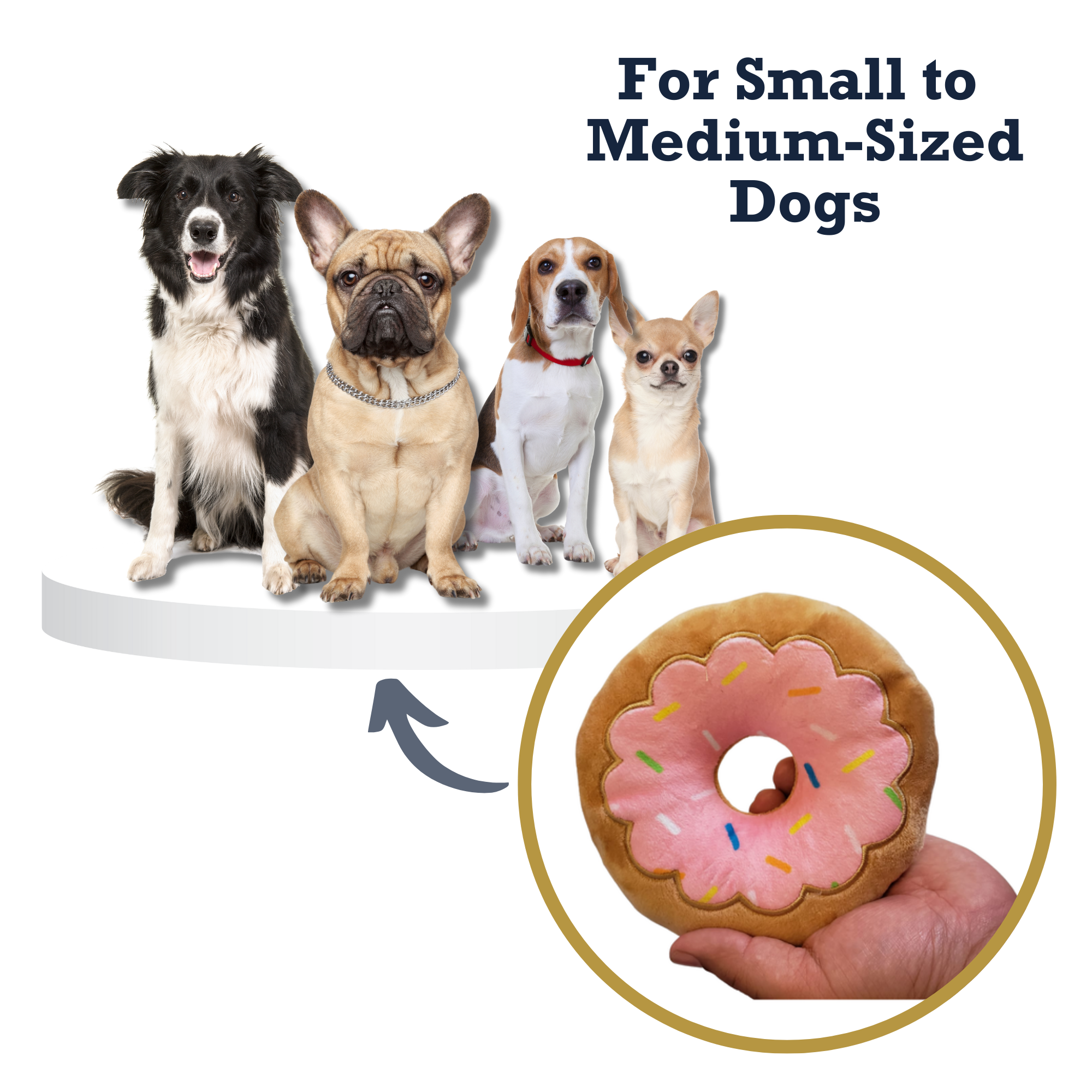 Donut Plush Dog Toy – Soft, Chewy and Cuddly, Safe & Non-Toxic, Ideal for Fetching, Tug-of-War, Gentle Chewing – Strawberry