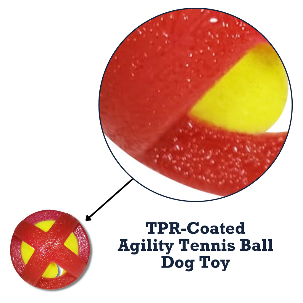 TPR-Coated Agility Tennis Ball Dog Toy – Durable & Pet-Safe