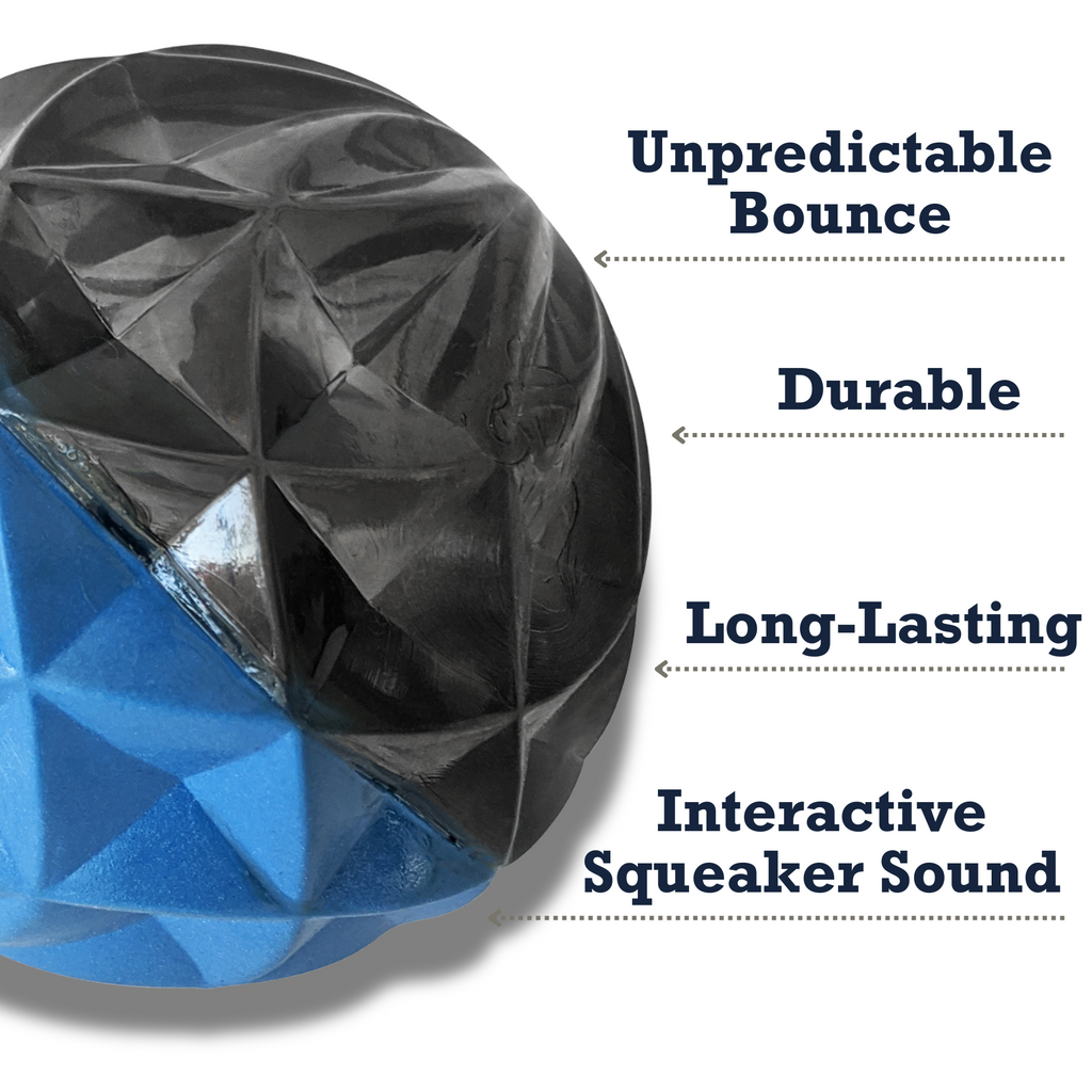 Country Living Geometric Textured Ball Dog Chew Toy, Interactive Rubber Toy for Mental Stimulation – Large