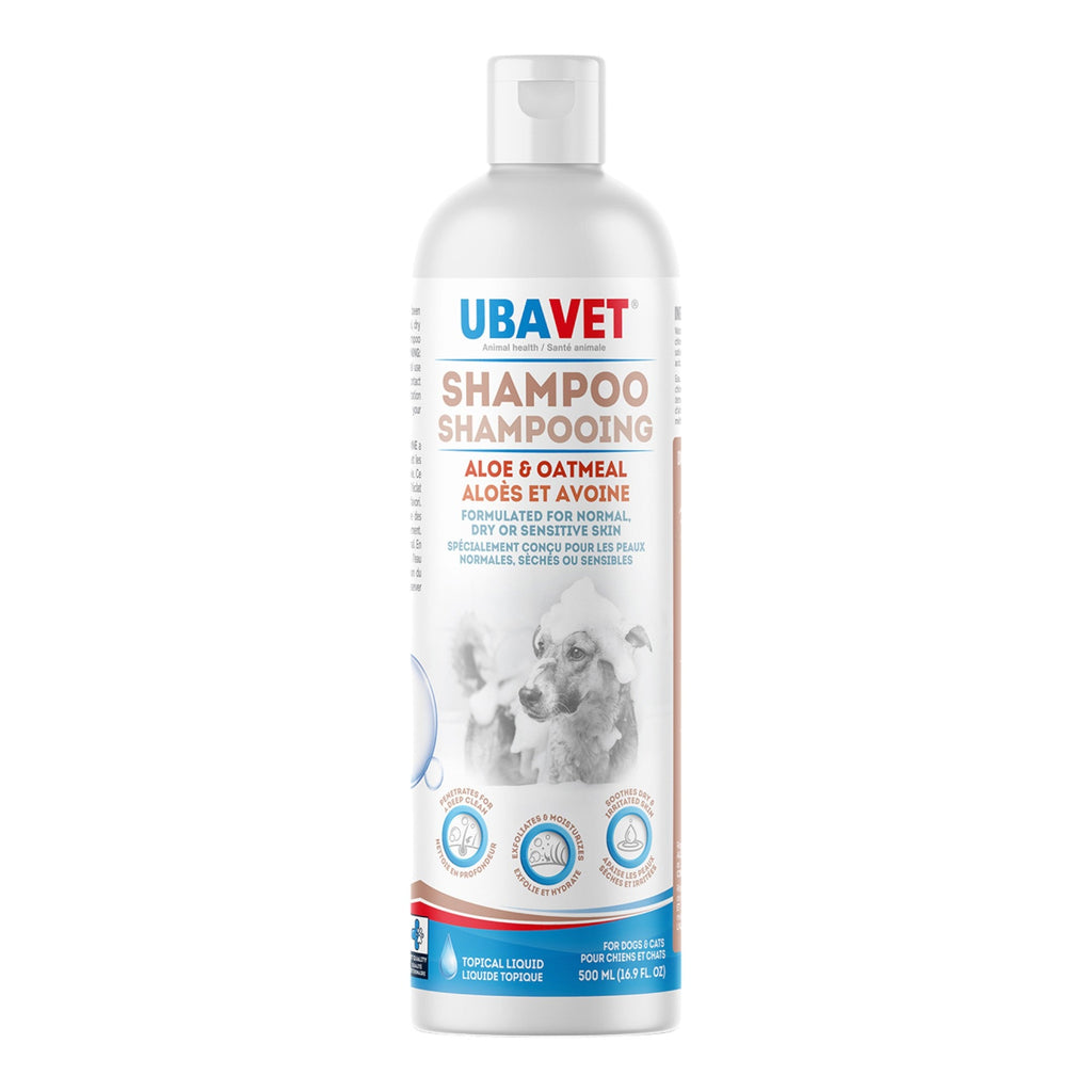 UBAVET Aloe & Oatmeal Shampoo for Dogs & Cats – Gentle, Moisturizing Cleanser for Sensitive Skin (16.9 fl oz / 500ml)